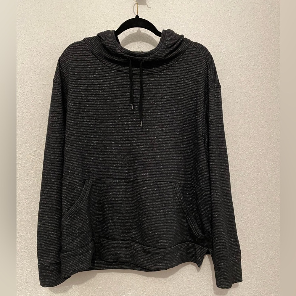 Champion Elite Black/gray Stripe Cowl Neck Hoodie XXL 62% cotton